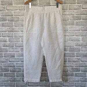 Pure Jill Linen White Pants Med Relaxed Casual Resort Beach Vacation Breathable